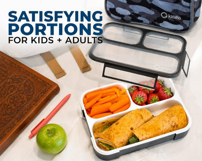 kinsho Lunch Box for Kids Boys Girls - Bento Box Set with Insulated Bag and Ice Pack, 6 Compartment Leak Proof Food Container, BPA-Free, Microwave Safe, Ideal for School & Work, Teal
