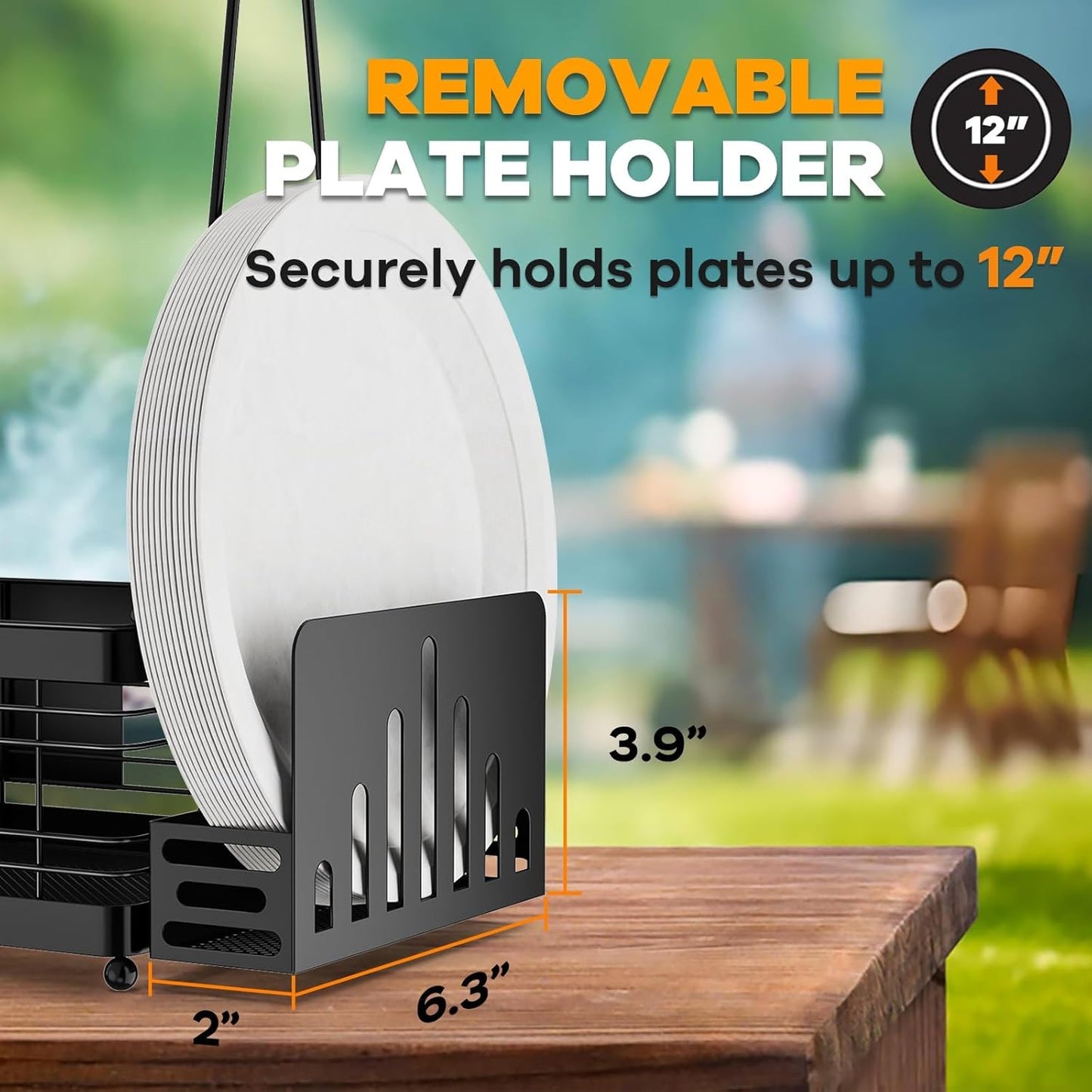 Grill Caddy with Paper Towel Holder, Picnic BBQ Condiment Utensil Organizer Caddy for Camping, Rv, Camping Accessories, Camping Essential, Camper Must Haves, Barbecue Tool Sets