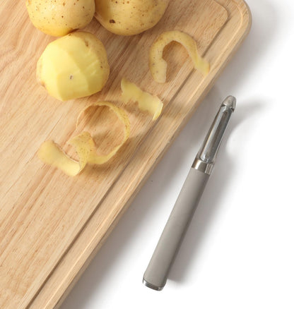Calphalon Prime Straight Vegetable Peeler, Stainless Steel Peeler with Swivel Blade for Fruits & Vegetables, Weighted Handle for Control, Weighted Handle for Control
