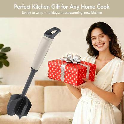 Ourokhome Meat Chopper and Potato Masher, Heat Resistant Nylon Ground Beef Smasher for Hamburger, 5 Curved Blades Nonstick Safe Mixer & Stirrer, Practical Kitchen Gadgets, Mint