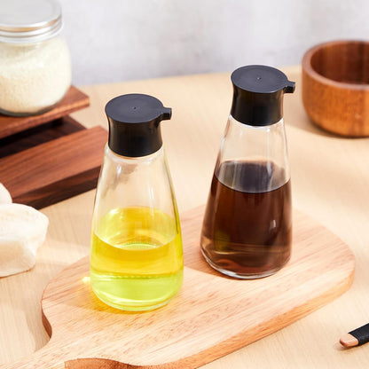 Glass Soy Sauce Dispenser Bottles, 9.6 oz Oil Cruet, Black