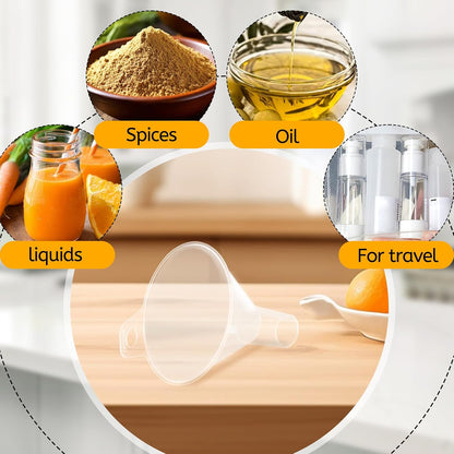 6 Pack Small Plastic Funnel for Filling Bottles,2.56 Inch Clear Wide Mouth Plastic Funnel for Filling Water Powder Essential Oils, Perfume,Kitchen Bath Garage Use (Wide Mouth)