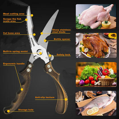 2 Pack Kitchen Shears,Heavy Duty Stainless Steel All-Purpose Poultry Meat Scissors for Cooking-Dishwasher Safe