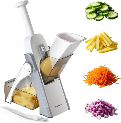 SUPMAKIN Safe Mandoline Slicer, Adjustable Vegetable Food Slicer and Chopper, Potato Fries Fry Cutter, Veggie Salad Chopper, New Kitchen Chopping Artifact Gifts 2026 (SliverGray)