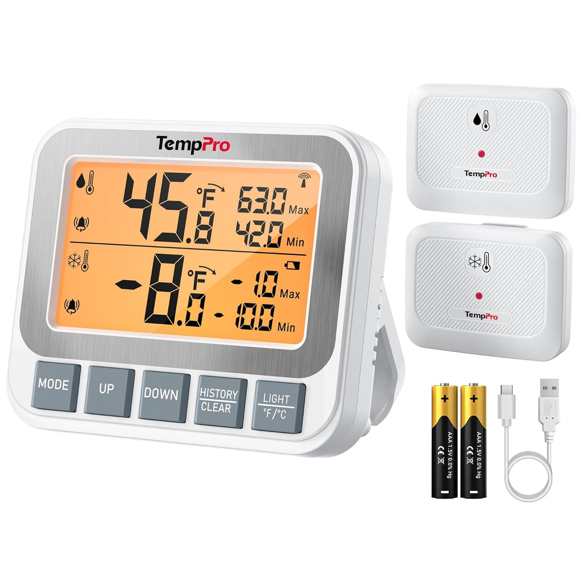 TempPro TempAir Wireless Freezer Fridge Thermometer with Alarm