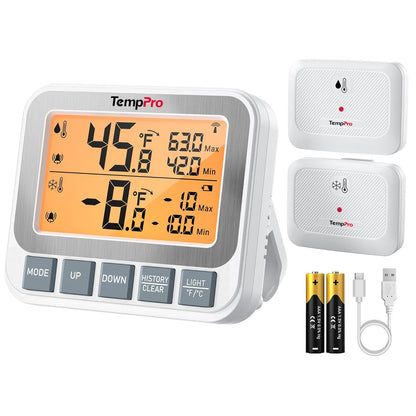 TempPro TempAir Wireless Freezer Fridge Thermometer with Alarm
