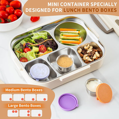 SANEXC 8 Pack - 1.6 Oz Small Salad Dressing Containers To Go, Leakproof Condiment Containers with Lids Reusable Stainless Steel Sauce Cups for Lunch Boxes Kitchen Storage Picnics Travel Meal Prep