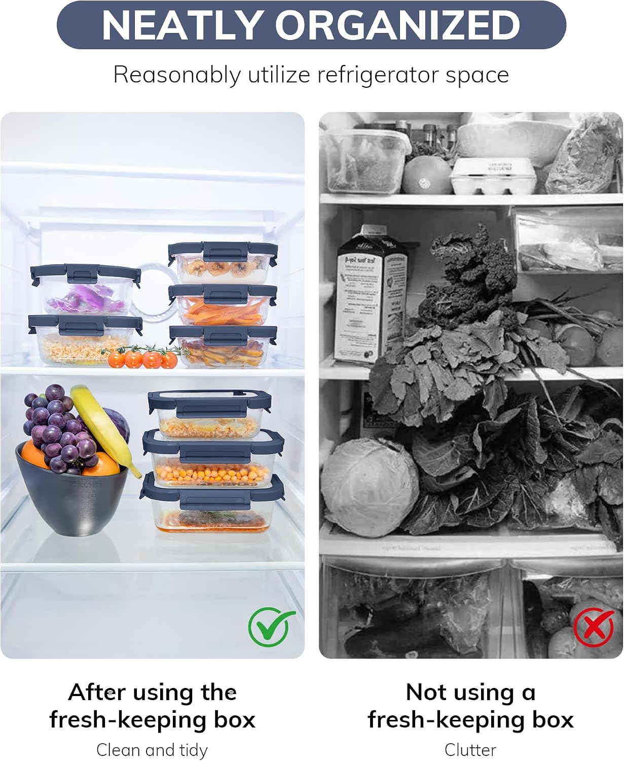 5-Pack Borosilicate Glass Containers with Tempered Glass Lids, 35.2oz/4.4 Cup Airtight Meal Prep Set, Microwave/Freezer Safe (Gray)