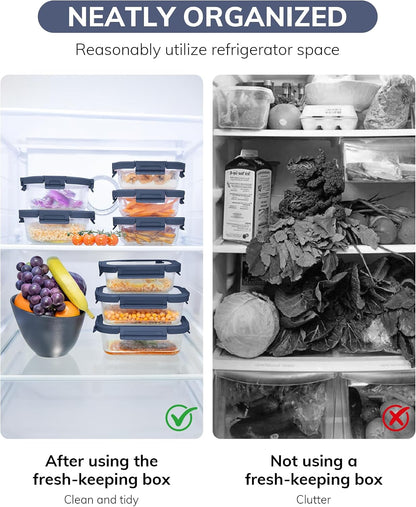 5-Pack Borosilicate Glass Containers with Tempered Glass Lids, 35.2oz/4.4 Cup Airtight Meal Prep Set, Microwave/Freezer Safe (Gray)