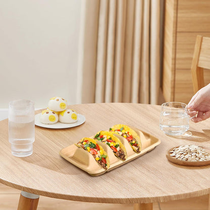 50 Pcs Disposable Taco Holder for Party, 3 Compartments Paper Taco Tray Holder, Disposable Taco Plates with Dividers Taco Stand for Taco Tuesday Lazy Susan Taco Bar