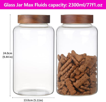6 pc Glass Spice jars Glass Jars with Screw Lid 5 oz Acacia Wood Glass Herb Sugar Coffee Bean Ground Container Food Storage Canister for Candy Pantry Tea Seasoning Meal Prep Snack (6*150ml(5oz))
