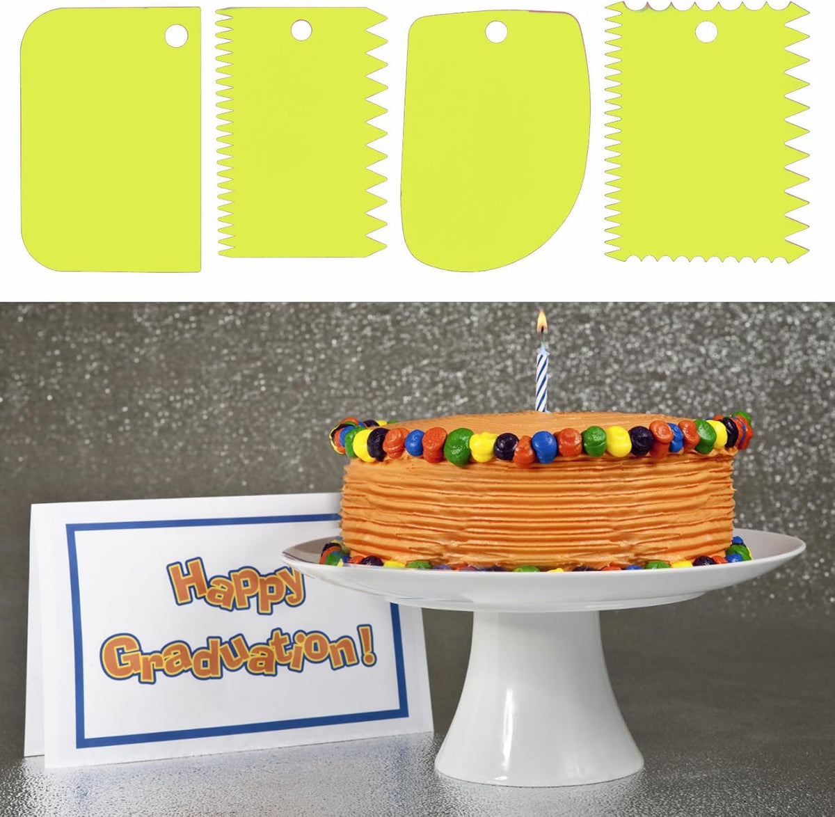 Cake Scraper, 6 Pcs Cake Smoother Scraper, Dough Scraper Blue