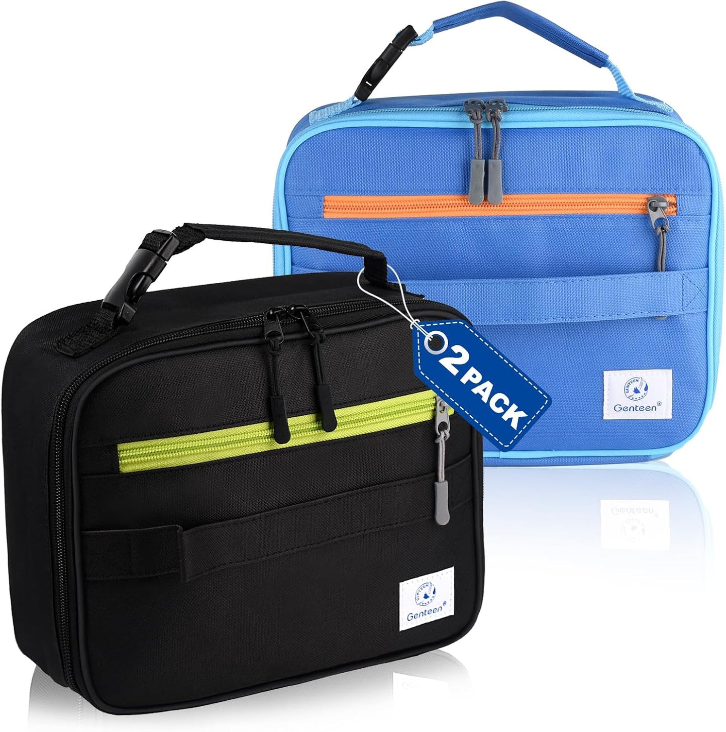 Genteen Lunch Box Kids, Insulated Lunch Bag Kids Boys Girls Back to School, Soft Lunch Box for Men Reusable Lunchbox for Office,Outdoor,School (Black)