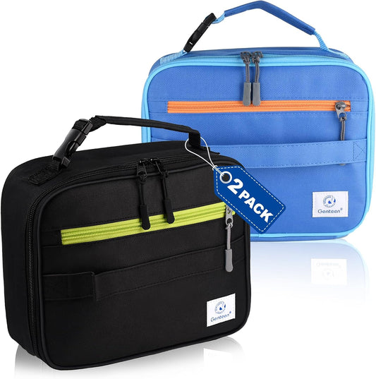 Genteen Lunch Box Kids, Insulated Lunch Bag Kids Boys Girls Back to School, Soft Lunch Box for Men Reusable Lunchbox for Office,Outdoor,School (Black)