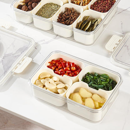Snack Box Container, Divided Serving Tray with Lid and Handle Snackle Box Container, Snack Organizer for Adults Fruit, Veggie, Perfect for Party, Entertaining