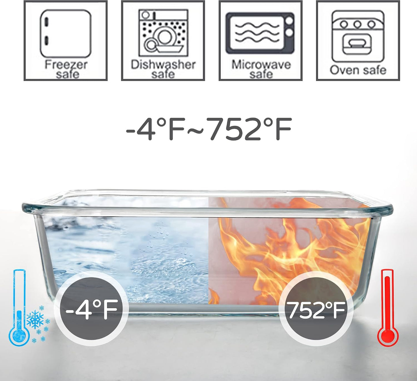 Glass Food Storage Containers 10 Pack, Meal Prep Containers with Snap Locking Lids Airtight Built in Air Vents, Glass Lunch Containers, Microwave/Dishwasher Safe, Navy Blue