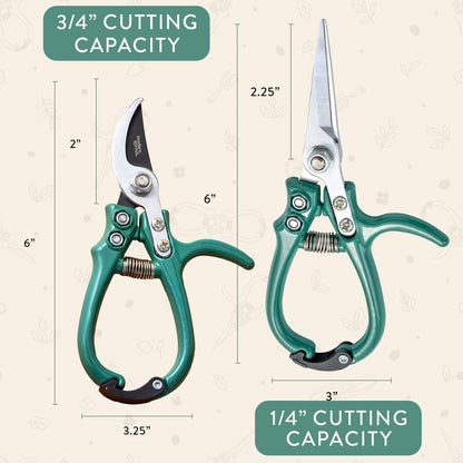 Modern Sprout Hand Pruners+Shears Set w/Blister - Gardening Tools - Sage
