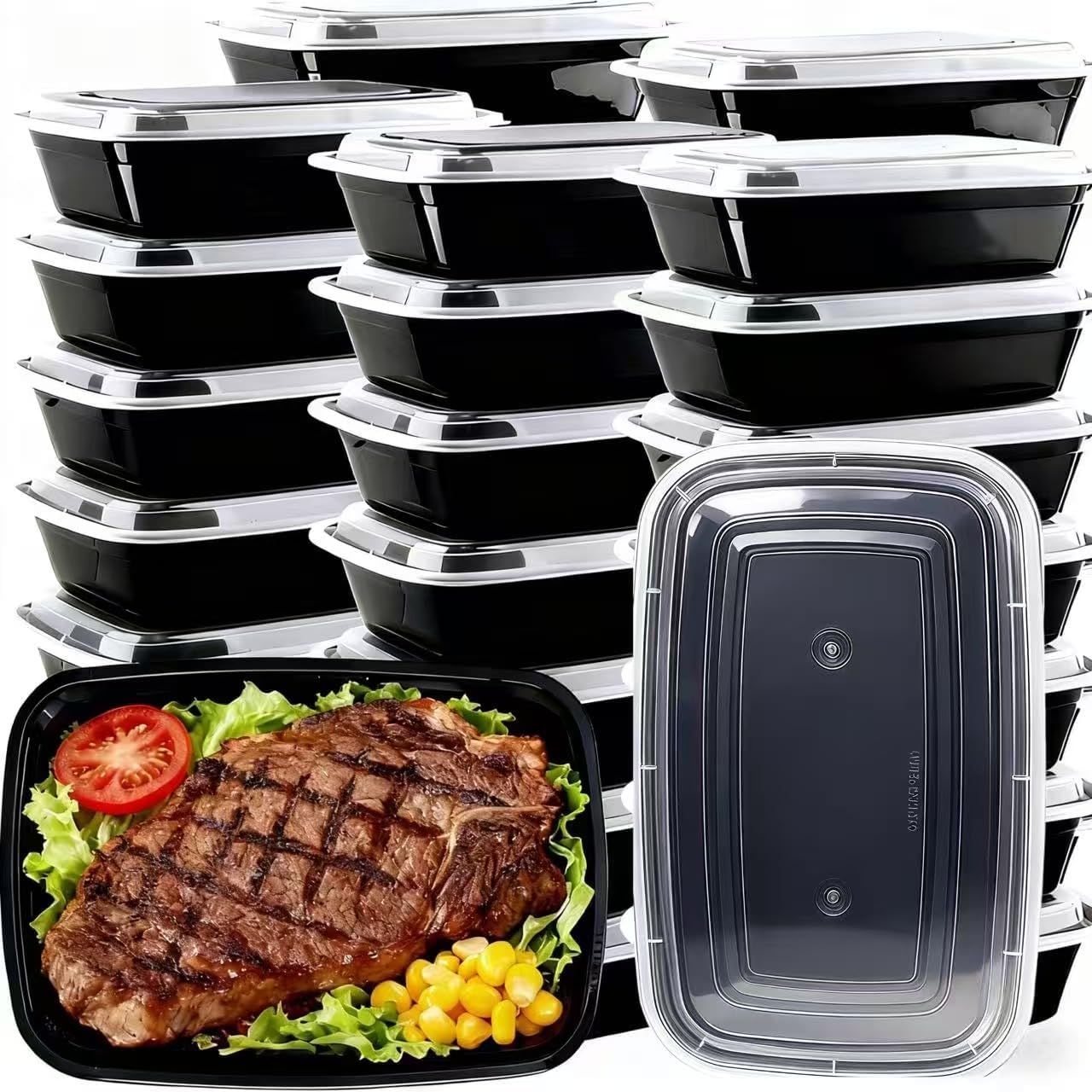 32oz 10 Pack Meal Prep Containers, BPA-Free Microwave Freezer Dishwasher Safe To Go Food Containers, Disposable Food Storage Containers with Lids, Leakproof Food Prep Containers with Lids