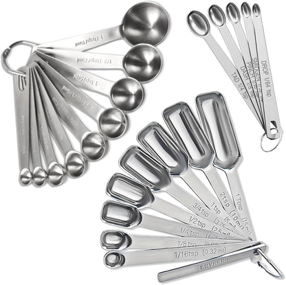 14PCS Measuring Spoons Set, 1 tbsp, 1/2 tbsp, and 1-1/16tsp Stainless Steel Measuring Spoons for Cooking Baking Spice Jars and Liquid Ingredients