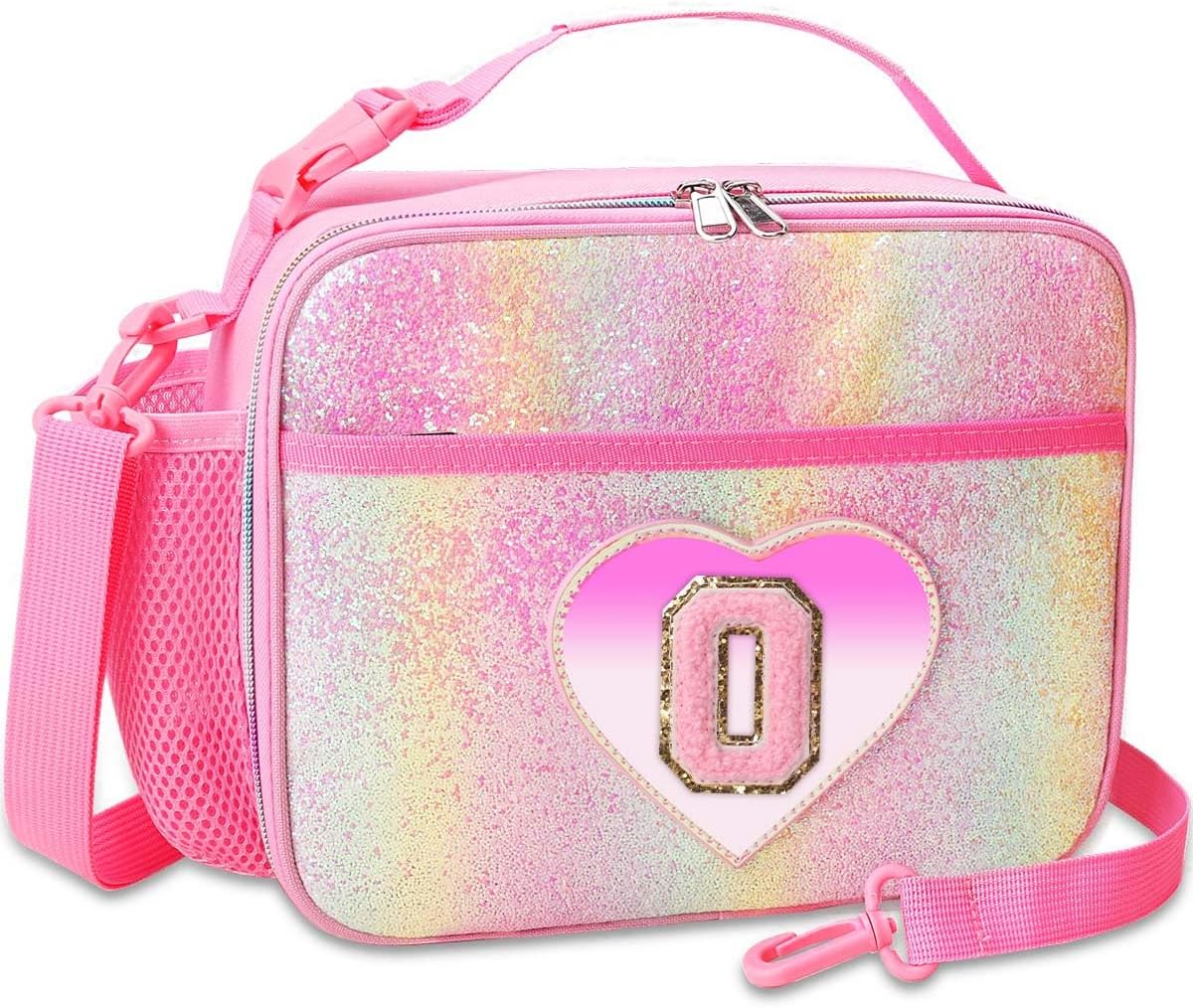 RHCPFOVR Kids Initial Lunch Bag - Insulated Lunch Box for Boys Girls,Washable Lunch Bag and Reusable Toddler Leak-proof Lunchbox for School and Daycare - Colors B