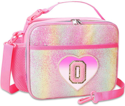 RHCPFOVR Kids Initial Lunch Bag - Insulated Lunch Box for Boys Girls,Washable Lunch Bag and Reusable Toddler Leak-proof Lunchbox for School and Daycare - Colors B