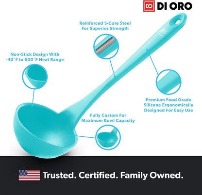 DI ORO Silicone Ladle - Soup & Serving, 600F Heat Resistant, Black