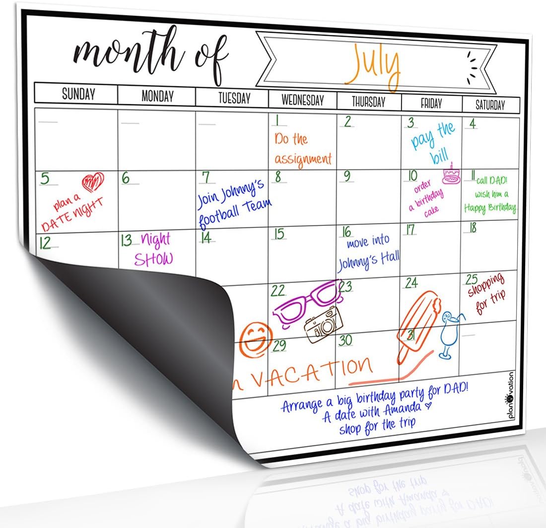 Magnetic Calendar for Refrigerator - Magnetic Dry Erase Calendar for Kids, Teens & Adults, Monthly and Weekly Planner Whiteboard - 12 x 16in (Grey)