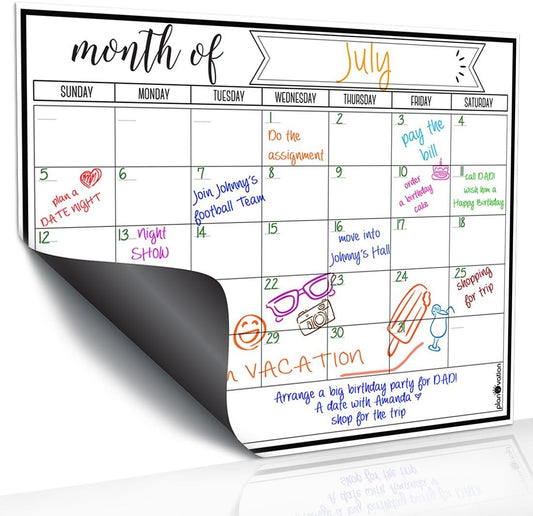 Magnetic Calendar for Refrigerator - Magnetic Dry Erase Calendar for Kids, Teens & Adults, Monthly and Weekly Planner Whiteboard - 12 x 16in (Grey)