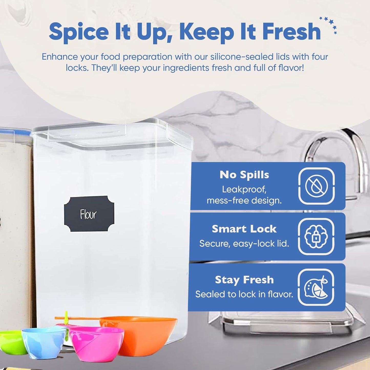 Chef's Path Extra Large Airtight Food Storage Containers with Lids, Pack of 2, 6.5L, 220Oz, Airtight Kitchen and Pantry Bulk Canisters for Flour, Sugar, Rice, and Baking Supplies - Transparent