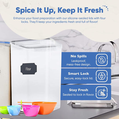 Chef's Path Extra Large Airtight Food Storage Containers with Lids, Pack of 2, 6.5L, 220Oz, Airtight Kitchen and Pantry Bulk Canisters for Flour, Sugar, Rice, and Baking Supplies - Transparent