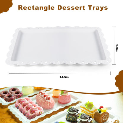 5 Pack Dessert Table Display Set, 2 Sets 3 Tier Cupcake Stand, 3 Pcs Food Serving Trays, Tiered White Plastic Cup Cake Tower for Birthday Baby Shower Wedding and Tea Party Supplies (5, Large)