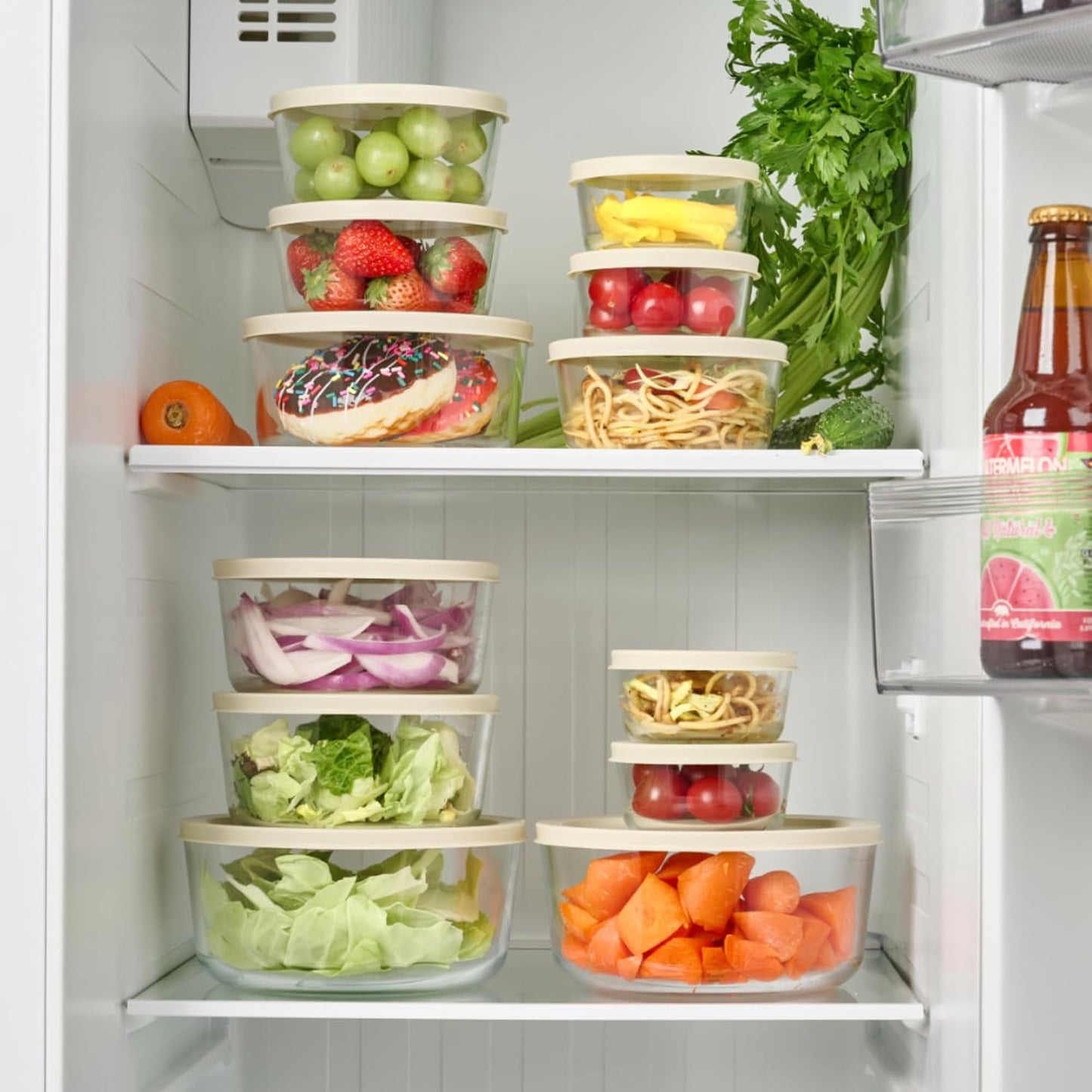 6-Piece Glass Food Storage Containers Set (3 Containers + 3 BPA-Free Lids) | 2-Cup, Leakproof | Microwave, Freezer, Oven & Dishwasher Safe | Ideal for Meal Prep & Pantry Organization, Pistachio