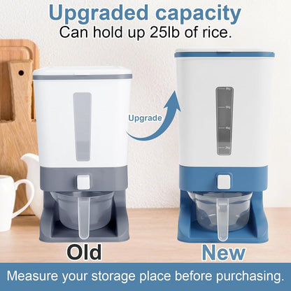 Mity rain Rice Dispenser 20 Lbs with Moisture Absorbing Clay, Rice Storage Container with Measuring Cup, 12 L Cereal Containers Storage Airtight for Kitchen Pantry Organization