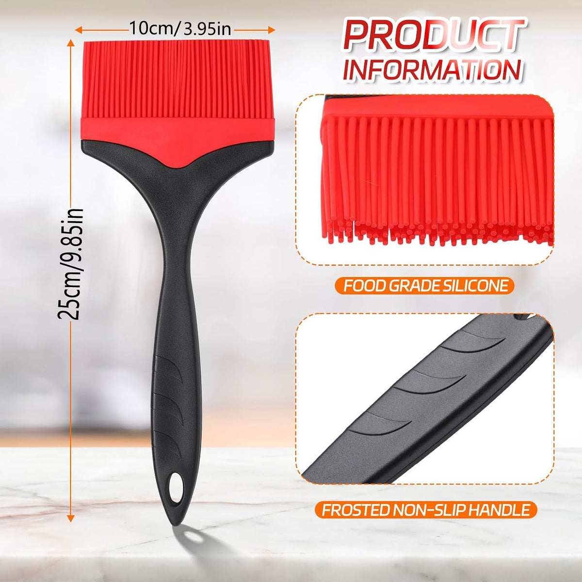 Large Silicone Basting Pastry Brush - Silicone Basting Brush for Grilling,Heat Resistant Brushes Spread Oil Butter Sauce for Cooking Baking BBQ,3.95inch Extra Wide Grill Basting Brush（Red 2）