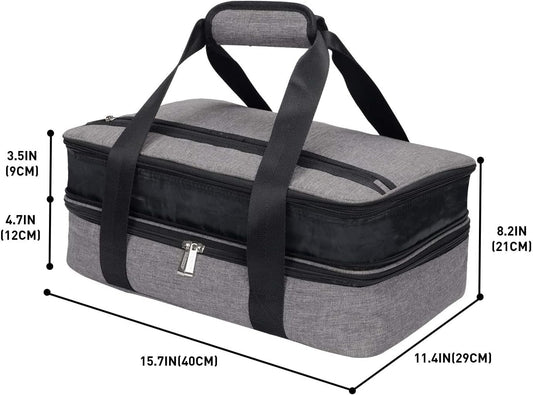 Lunch Bag Insulated Thermal Food Carrier,Insulated Double Casserole Carrier, 9"x13" Baking Dish Carrier, Padded Lasagna Holder, Expandable Hot And Cold Thermal Tote Bag, Casserole Dishes Travel Bag