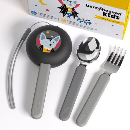 Bentoheaven Kids Travel Utensils with Case, Food-Grade Stainless Steel & BPA-Free Plastic, Travel Cutlery Set, Dishwasher Safe Fork, Spoon & Case, Reusable Flatware, Silverware for Kids (Horse)