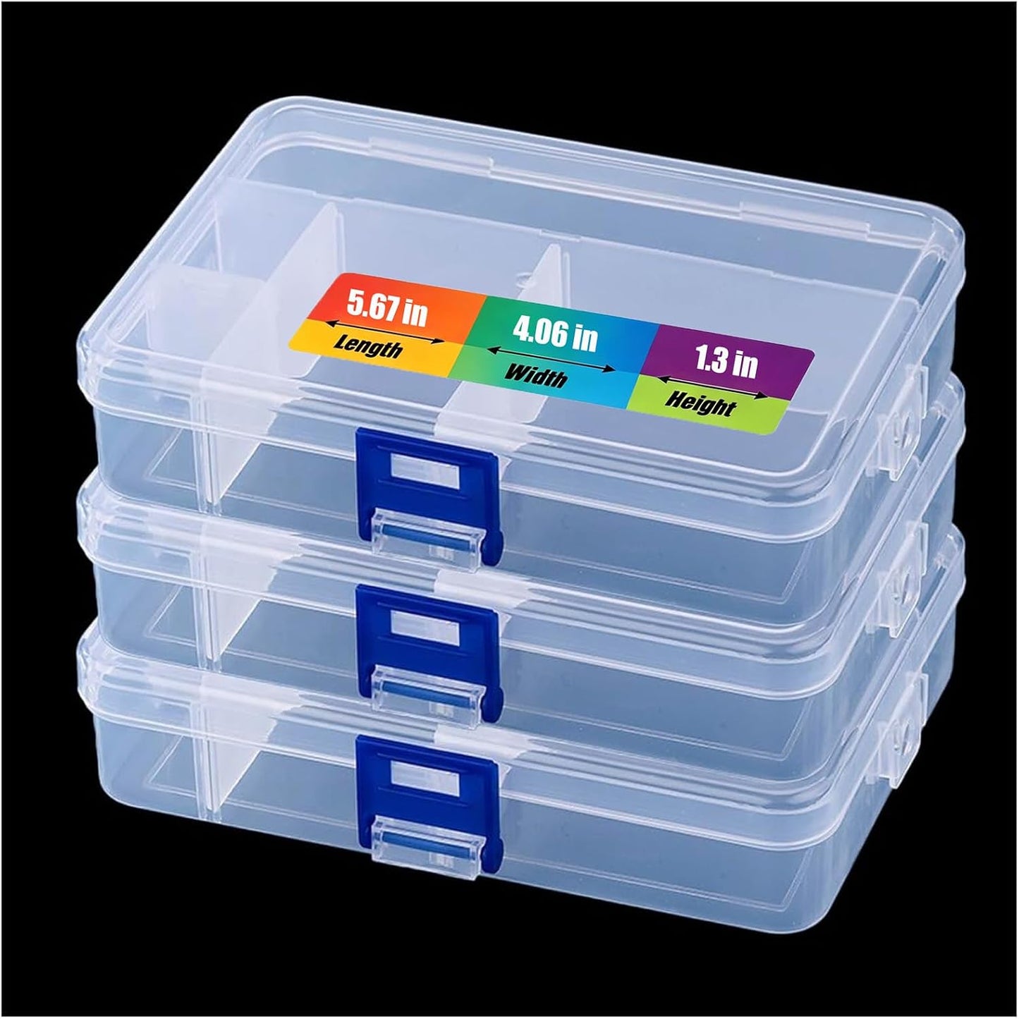 3pcs Clear Storage Small Parts Organizer Box Storage Bin With Dividers Multi Compartment for Beads Art DIY Tackle Box Organizer (5 - compartment sewing box)