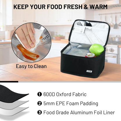 MIER Small Lunch Bag for Kids & Adults Compact Insulated Lunch Box Portable Thermal Mini Cooler for Work School Travel, Bluesteel