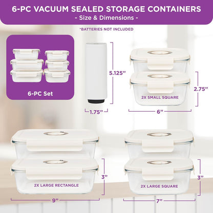 HOLDN’ STORAGE Vacuum Food Storage Containers, Set of 8 Glass Containers & Electronic Pump - Keep Food Fresh Longer, BPA-Free Glass, Leak-Proof, Ideal for Meal Prep, Marinating