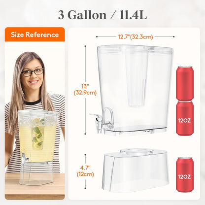Lifewit 3 Gallon Drink Dispenser for Parties, Large Plastic Beverage Container with Fruit Infuser & Leak-Proof Spigot, BPA Free Water Pitcher for Juice/Tea/Lemonade - Ideal for Bar & Outdoor