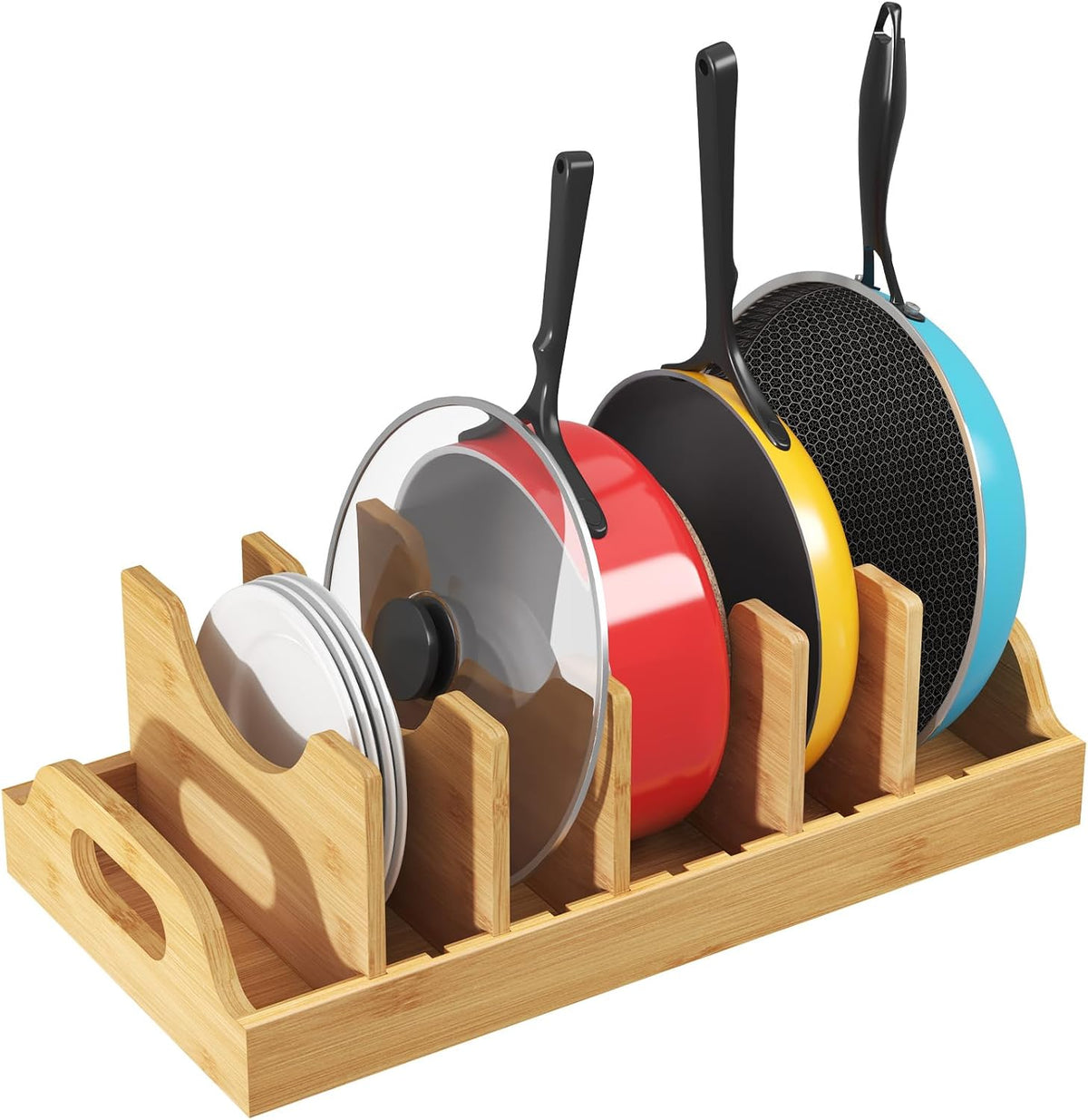 Lifewit Bamboo Lid Organizers for Inside Cabinet with 5 Sections
