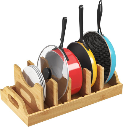 Lifewit Bamboo Lid Organizers for Inside Cabinet with 5 Sections