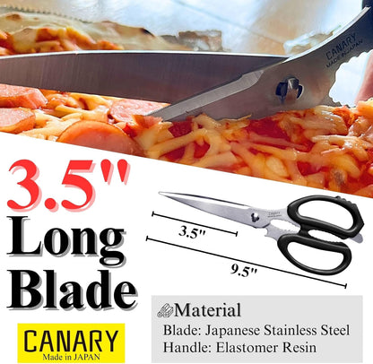 CANARY Japanese Kitchen Scissors Heavy Duty 8.2", Made in JAPAN, Dishwasher Safe Come Apart Blade, Multipurpose Kitchen Scissors, Sharp Serrated Japanese Stainless Steel, Black