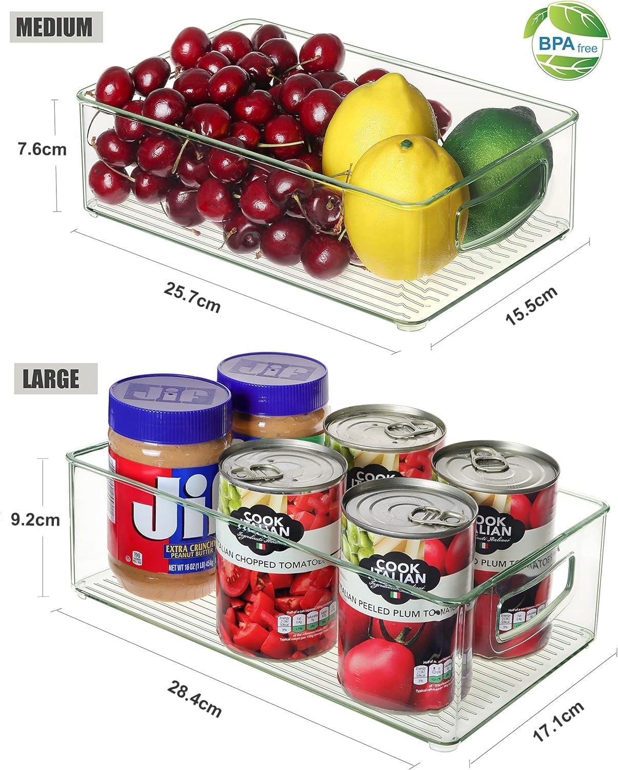 Heyuzb Pantry Organizers and Storage, 12 Pack Clear Plastic Storage Bins for Freezer, Multi-Use Organizer Bins for Kitchen, Office, Fridge, Cabinet and Shelf Organizing