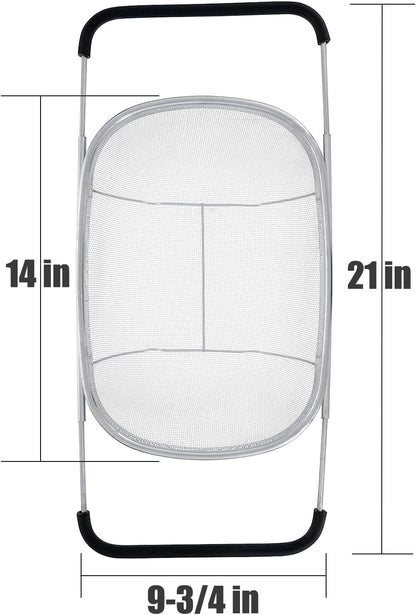 Fine Mesh Colander Over The Sink 6 Quart Stainless Steel Strainer Basket & Expandable Rubber Grip Handles - Strain, Drain, Rinse Fruits, Vegetables