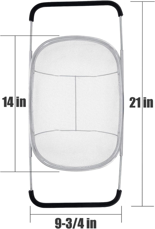 Fine Mesh Colander Over The Sink 6 Quart Stainless Steel Strainer Basket & Expandable Rubber Grip Handles - Strain, Drain, Rinse Fruits, Vegetables