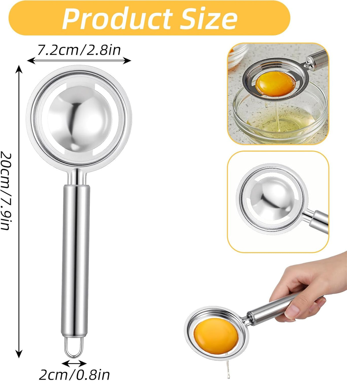 2PCS Egg Separator for Raw Eggs Eggs Yolk White Separation Tool