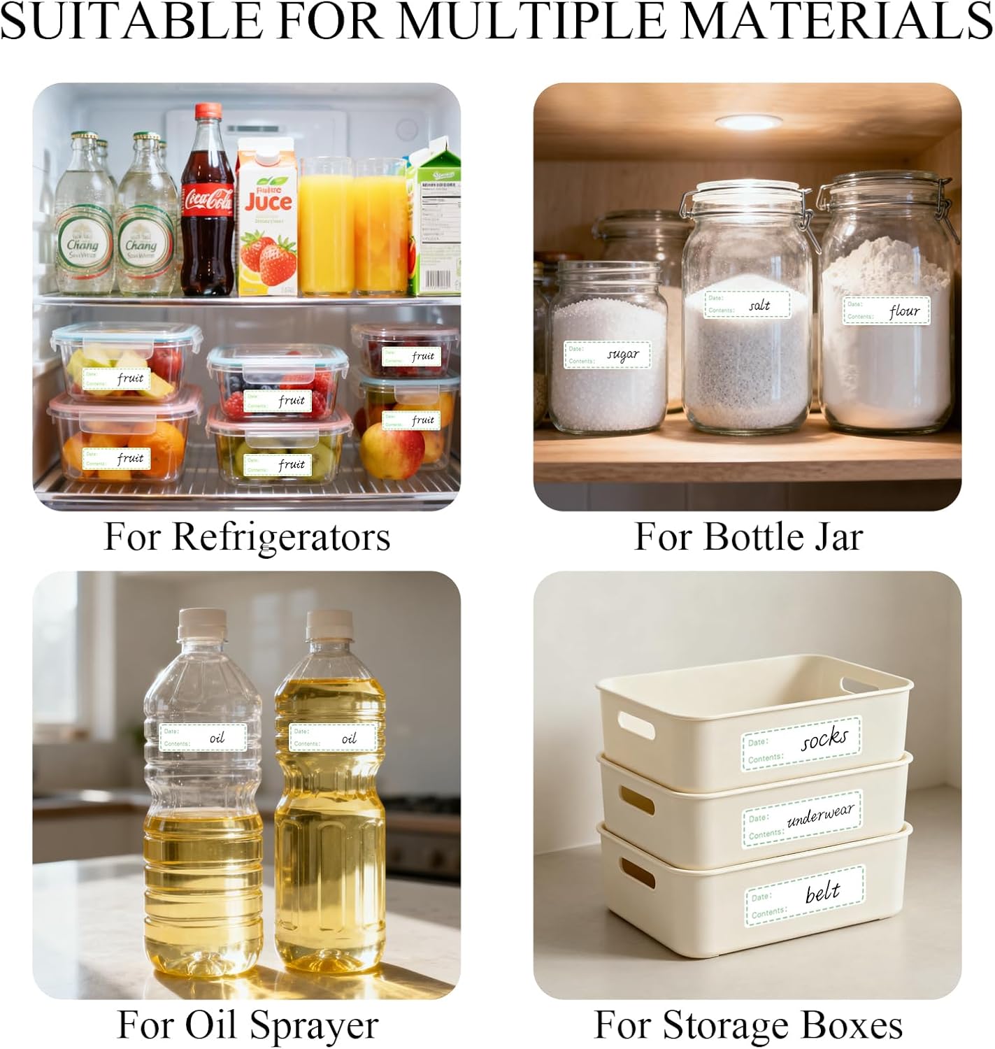 Freezer Labels for Food Containers - Waterproof & Oil Resistant 1x3 Inch Stickers, No-Residue Strong Adhesive for Kitchen, Mason Jars, Restaurants, Home and Commercial Use (500Pcs)