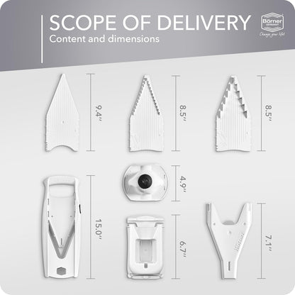 Börner Mandoline Slicer V5 (Basic Set) • Vegetable V-Slicer for Slices in 4 Thickness Settings • Stainless Steel V-Blade • Adjustable Kitchen Slicer for Vegetables & Fruits • Color: Green