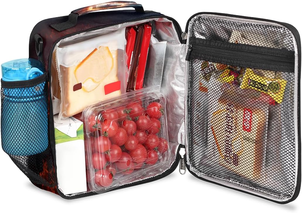 cfpolar Skull Skateboard Lunch Box for Boys Girls, Insulated Lunch Bags for Kids Reusable Mini Cooler Lunch Tote Lunchbox Thermal Meal Tote Kit with Shoulder Strap for Work School Picnic